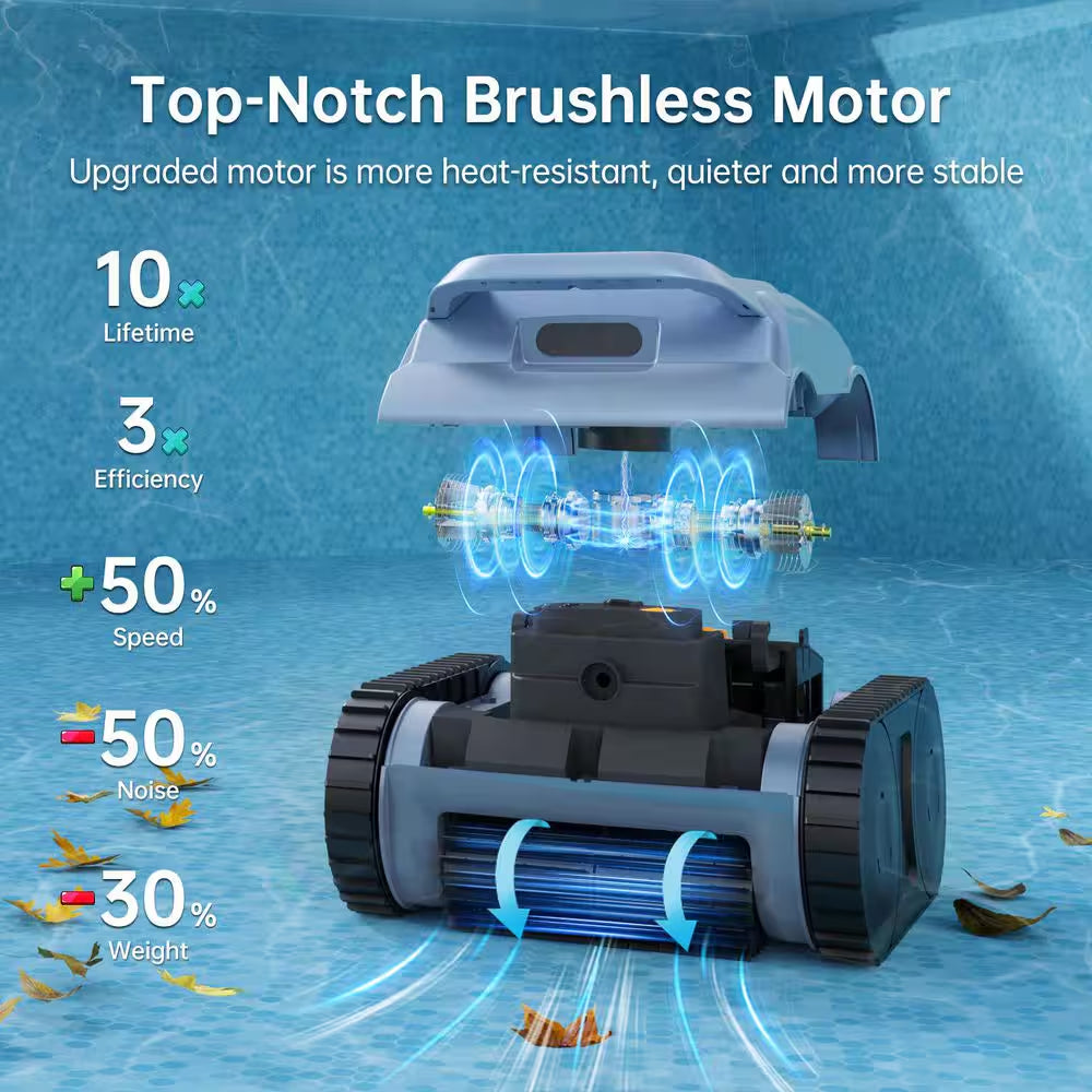 Robotic Pool Vacuum, Cordless Pool Vacuum Robot for above Ground and Inground Pools Wall Floor Waterline Cleaning