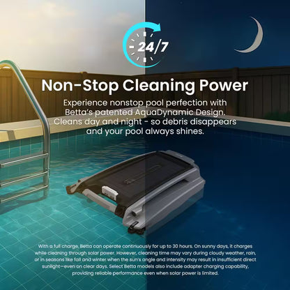 SE plus Solar Powered Automatic Robotic Pool Vacuum Skimmer with Dual Charging (Grey)
