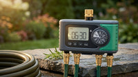 4-Outlet Sprinkler Faucet Timers with Brass Inlet, 4 Zone Programmable Water Timer, Automatic Digital Control — Lifestyle