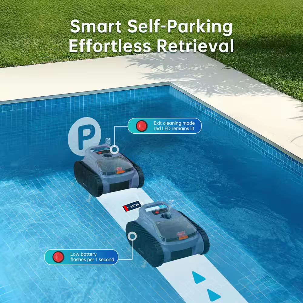 Robotic Pool Vacuum, Cordless Pool Vacuum Robot for above Ground and Inground Pools Wall Floor Waterline Cleaning