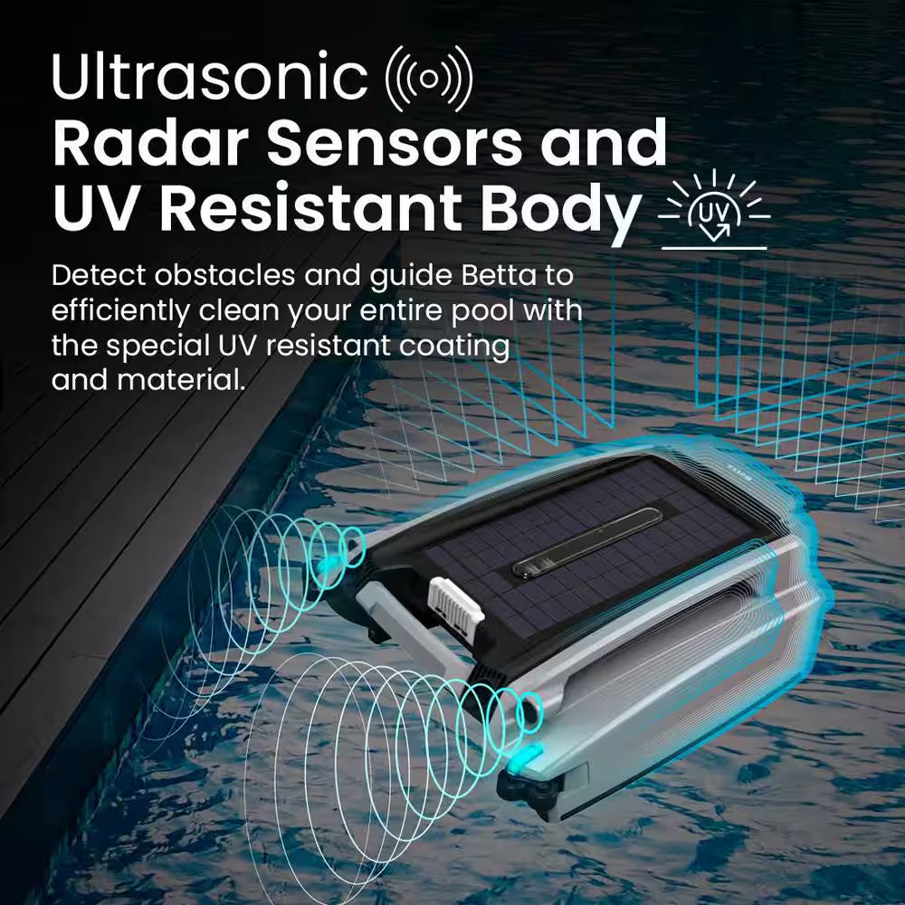 SE plus Solar Powered Automatic Robotic Pool Vacuum Skimmer with Dual Charging (Grey)