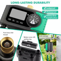 4-Outlet Sprinkler Faucet Timers with Brass Inlet, 4 Zone Programmable Water Timer, Automatic Digital Control