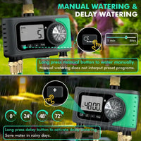 4-Outlet Sprinkler Faucet Timers with Brass Inlet, 4 Zone Programmable Water Timer, Automatic Digital Control