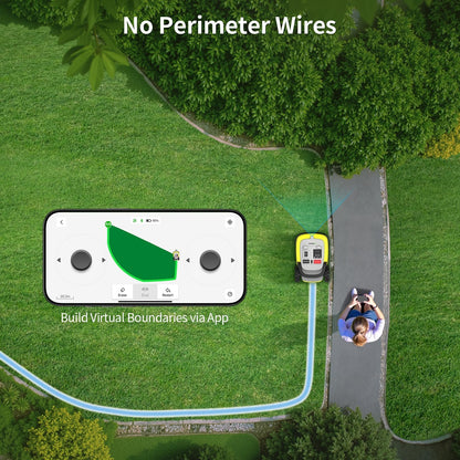 Robot Lawn Mower, RTK+AI Vision Robot Mower for Accurate Navigation & Obstacle Avoidance, No Perimeter Wire, Smart APP Control, Automatic Grass Cutting for Large Lawns, 55% Slopes, 52Db Quiet
