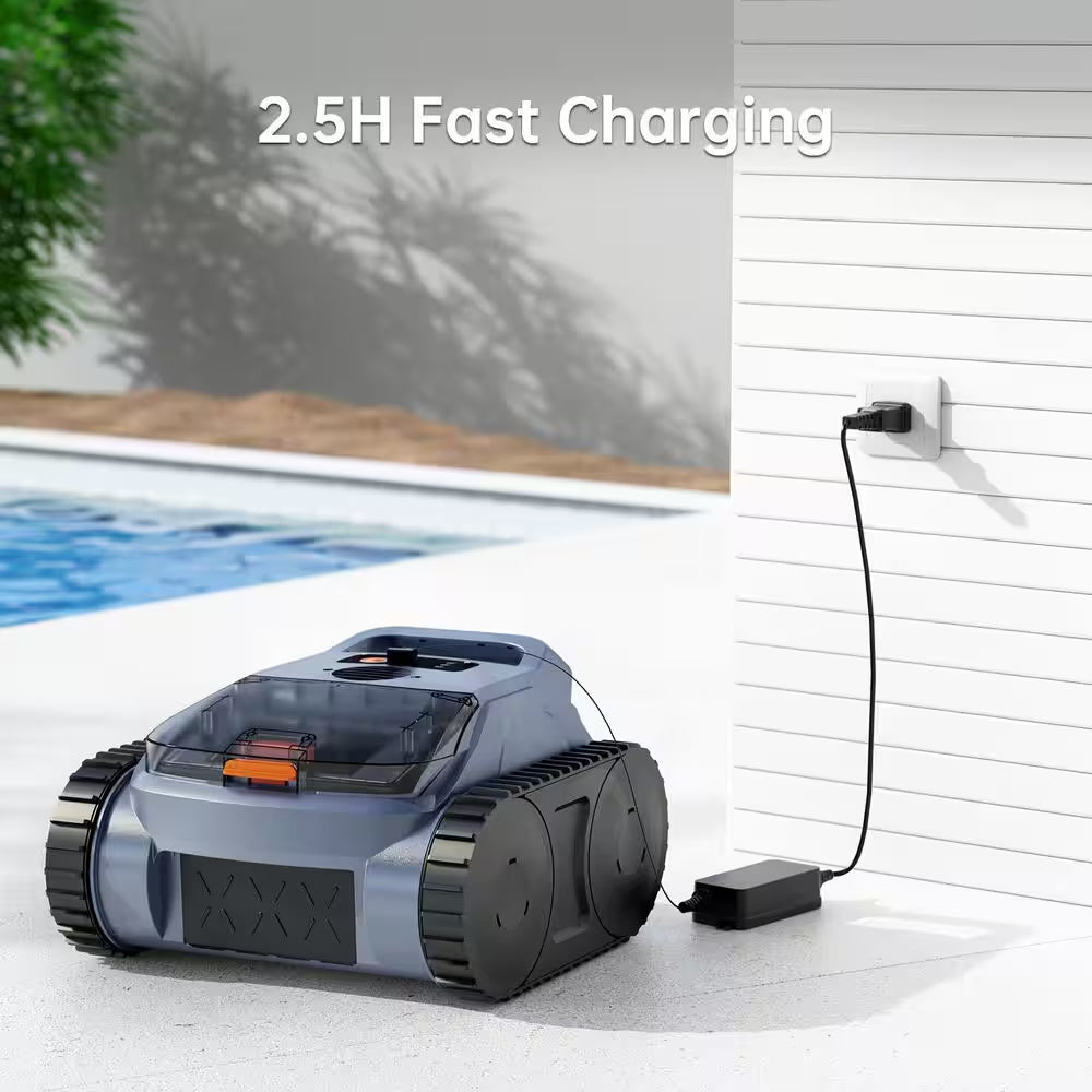 Robotic Pool Vacuum, Cordless Pool Vacuum Robot for above Ground and Inground Pools Wall Floor Waterline Cleaning