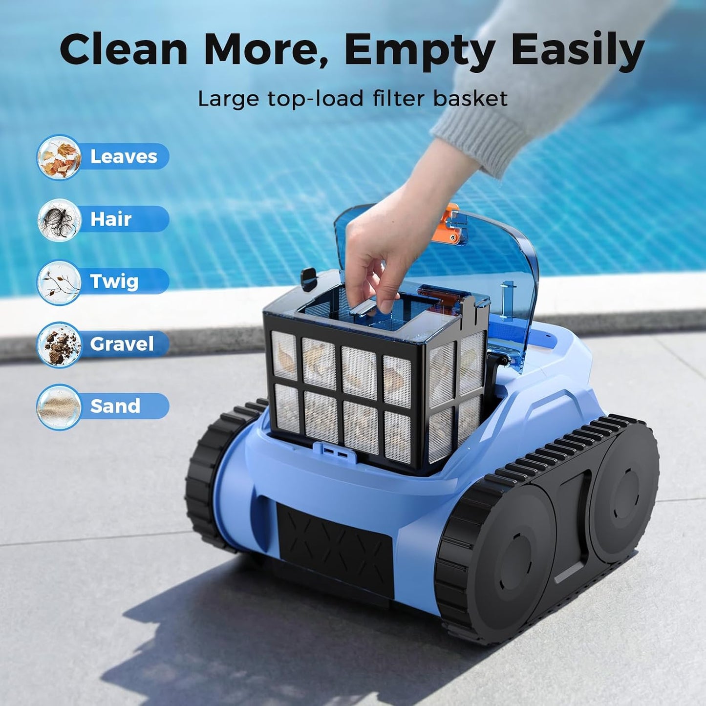 Cordless Robotic Pool Cleaner,Automatic Robotic Pool Vacuum for Inground Pools,Spa Pool Robot Cleaning up to 2150 Sq.Ft for Floor,Wall Climbing,Waterline,4800Gph Suction,180Min Battery Life