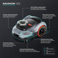 I215 8.6 In. Robot Lawn Mower (1/2 Acre) Lidar + Vision, Auto Mapping, App Control, Multi-Zone, AI Obstacle Avoidance — How It Works