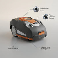 Robotic Lawnmower, Nx100I 28-Volt, Auto Charging, Self-Propelled Side Discharge Machine — infographic