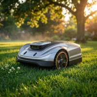 X5 AWD Wireless 8 In. Robot Lawn Mower for 0.5 Acre, No Boundary Wire, RTK plus Vision, AI Obstacle Avoidance — Studio Shot