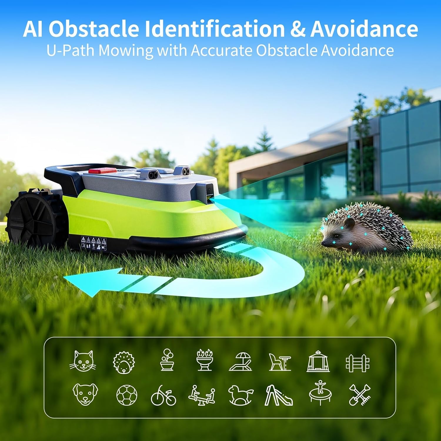 Robot Lawn Mower, RTK+AI Vision Robot Mower for Accurate Navigation & Obstacle Avoidance, No Perimeter Wire, Smart APP Control, Automatic Grass Cutting for Large Lawns, 55% Slopes, 52Db Quiet