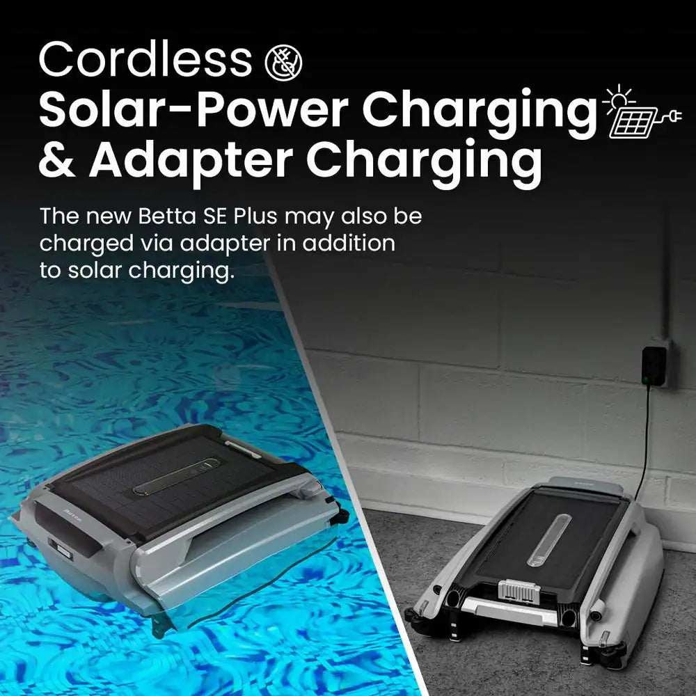 SE plus Solar Powered Automatic Robotic Pool Vacuum Skimmer with Dual Charging (Grey)