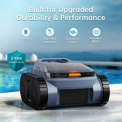 Robotic Pool Vacuum, Cordless Pool Vacuum Robot for above Ground and Inground Pools Wall Floor Waterline Cleaning