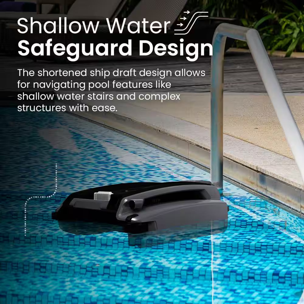 SE plus Solar Powered Automatic Robotic Pool Vacuum Skimmer with Dual Charging (Grey)