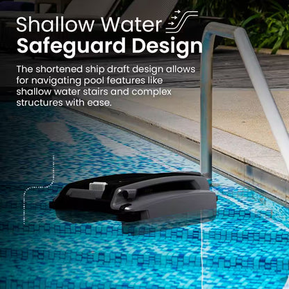 SE plus Solar Powered Automatic Robotic Pool Vacuum Skimmer with Dual Charging (Grey)